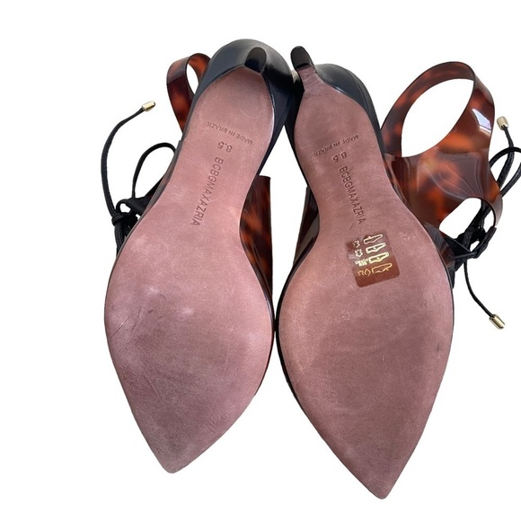 BCBGMaxazria Women’s Tortoise Shell Leather Lace-up Demi Heel Sandals Size 8.5 - Picture 10 of 11